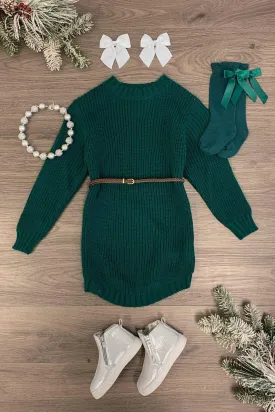 Holiday Sweater Dress with Belt