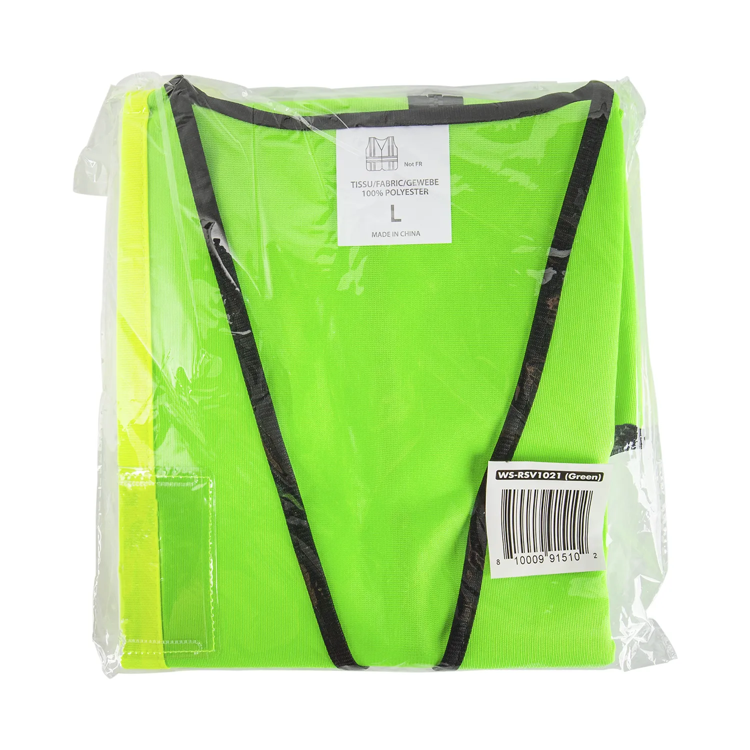 Karat High Visibility Reflective Safety Vest with Zipper Fastening (Green), Large - 1 pc