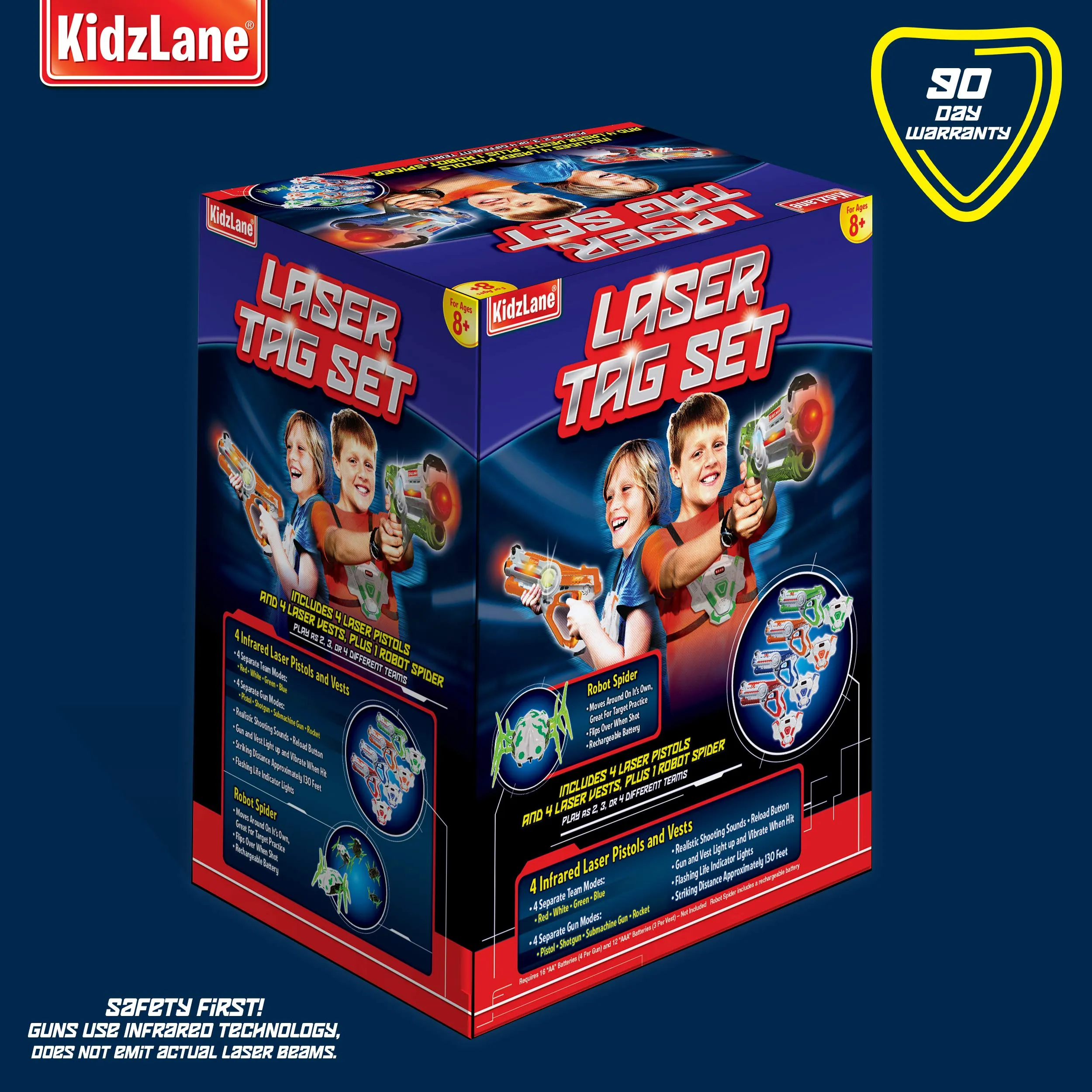 Kidzlane Laser tag Set  Lazer Tag Set of 4 with Vest and Laser Tag Spider Target  Laser