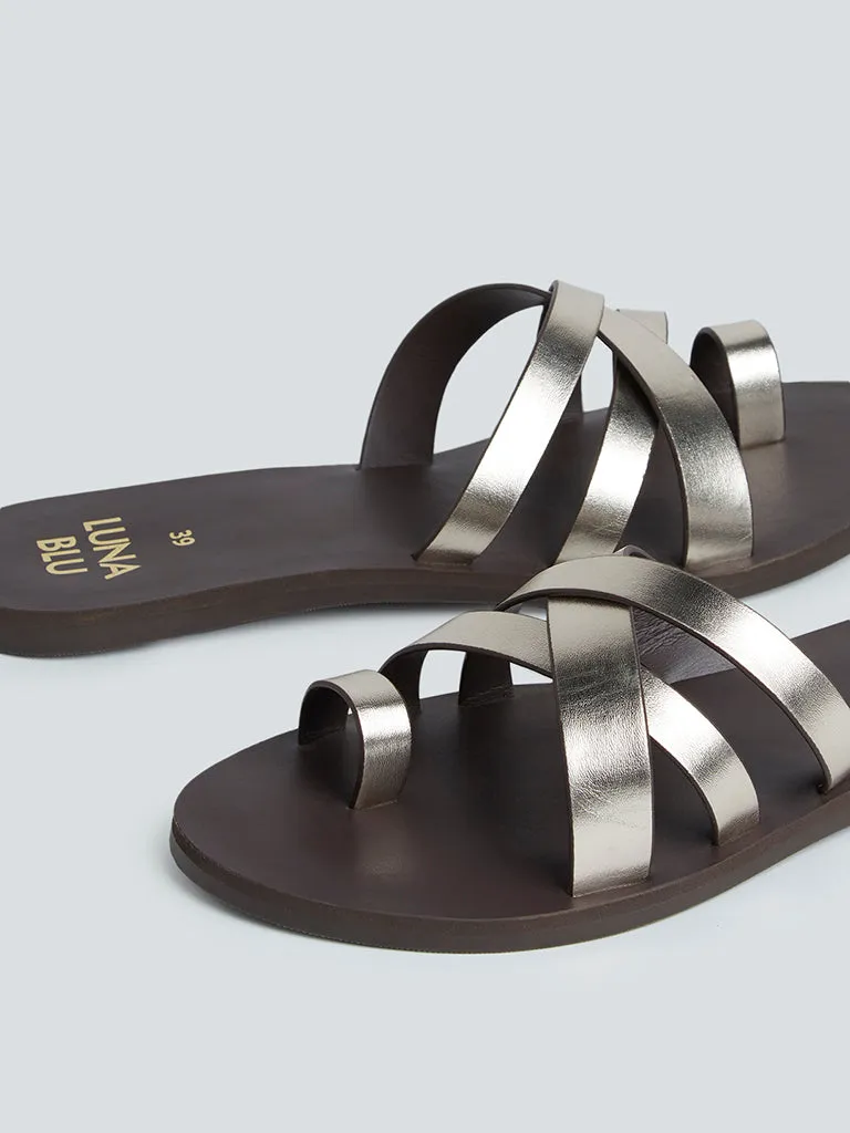 LUNA BLU Brown Multi-Strap Sandals