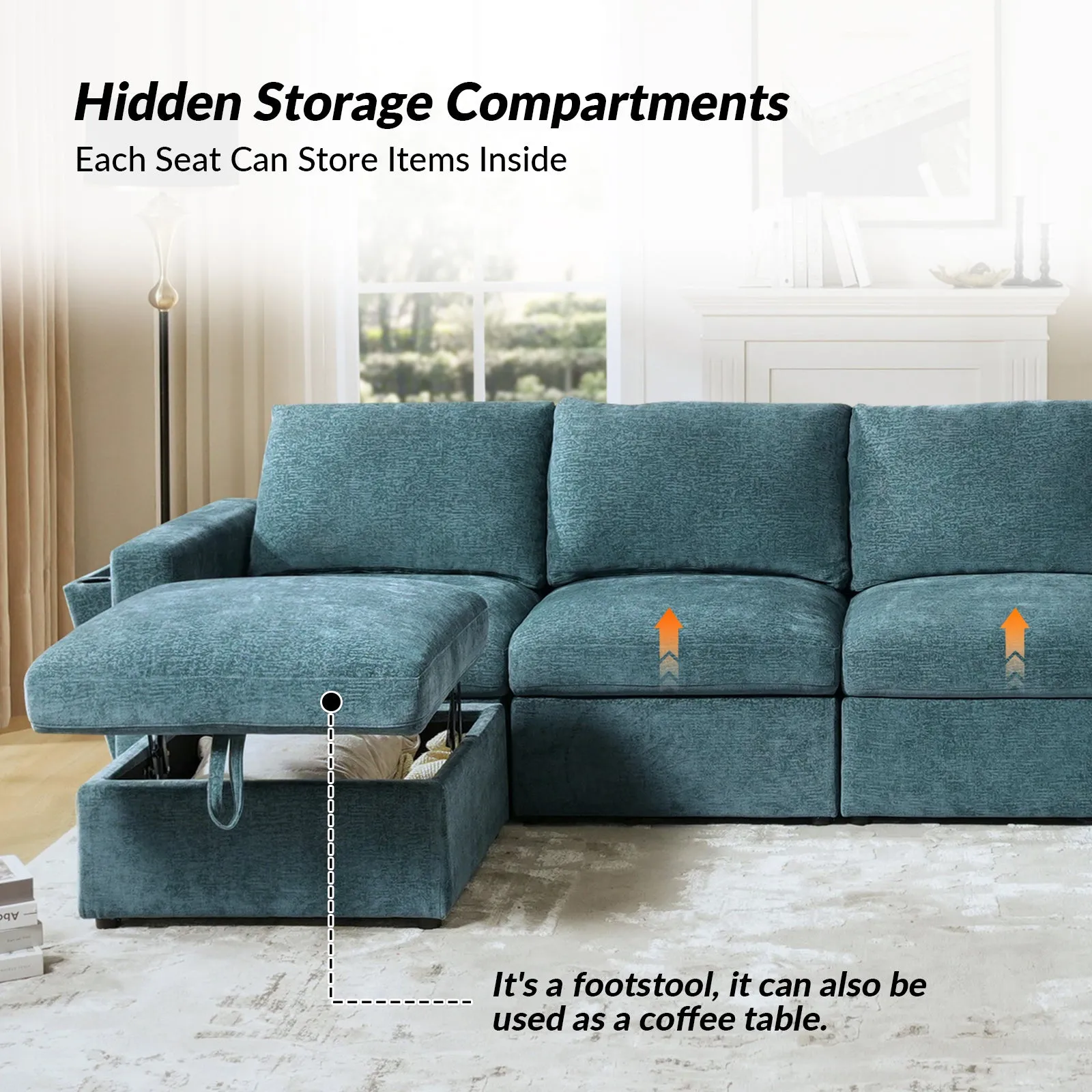 Martin Versatile Modular Comfortable Sectional Sofa with Hidden Storage