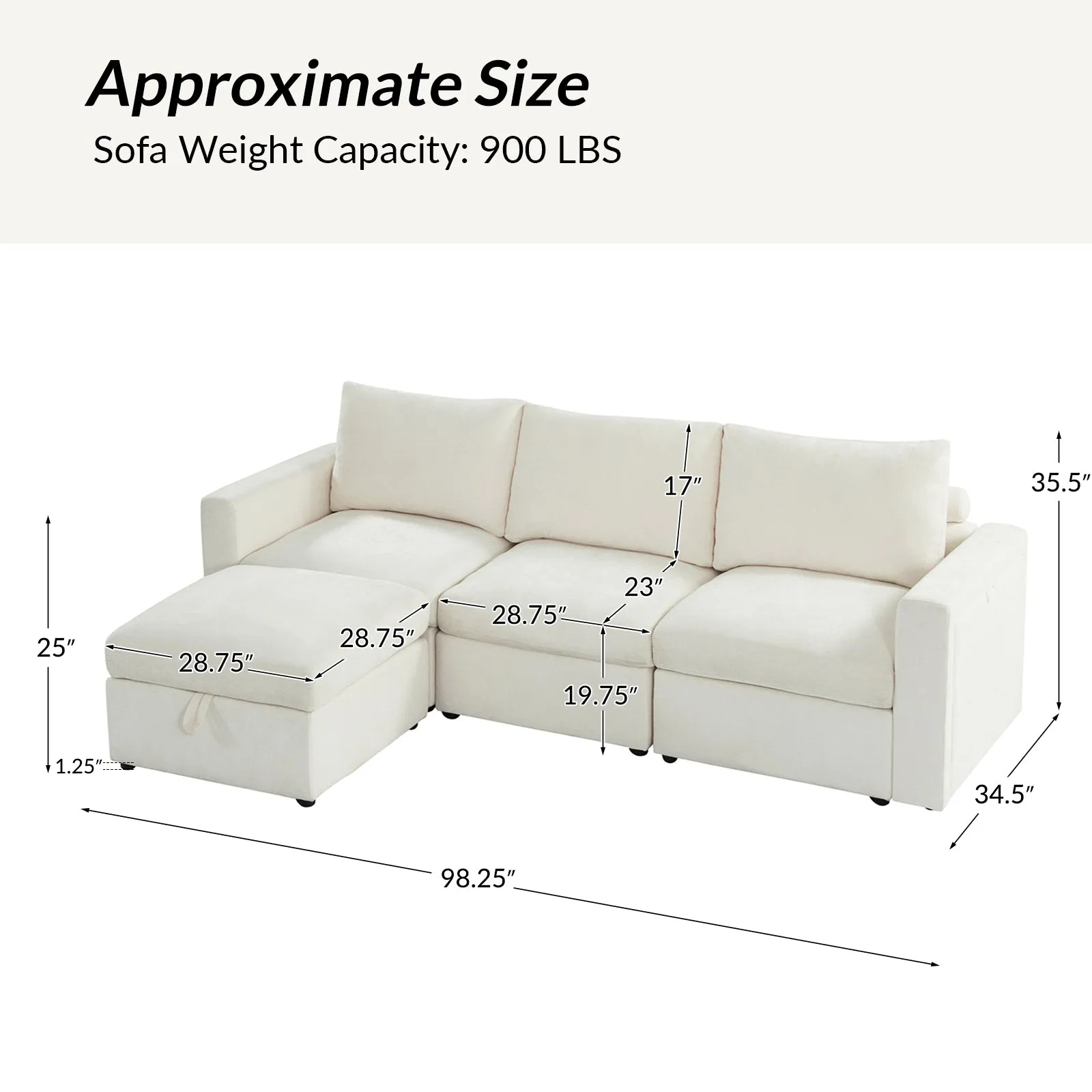 Martin Versatile Modular Comfortable Sectional Sofa with Hidden Storage