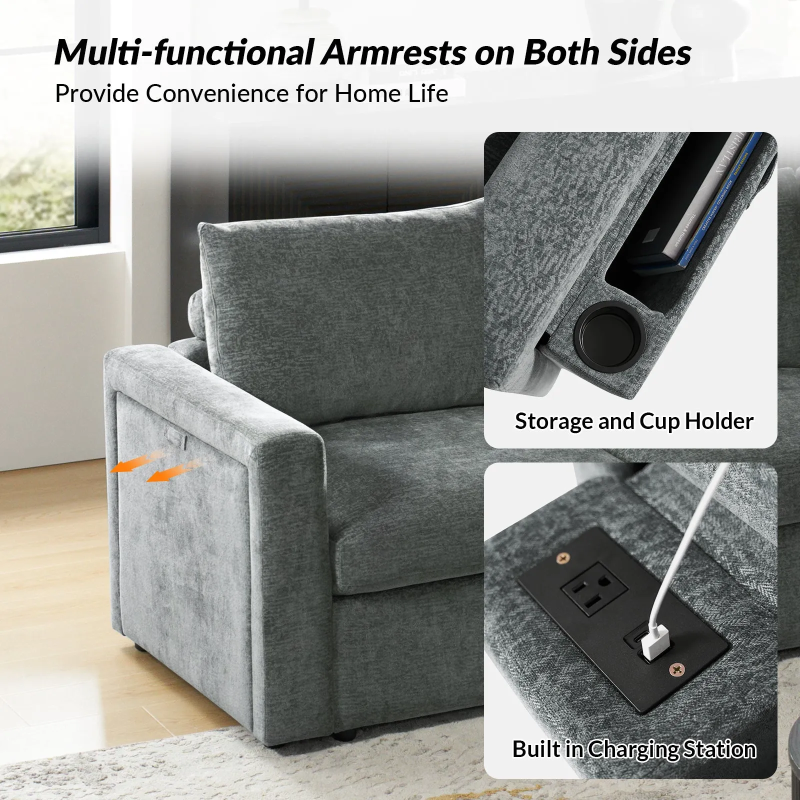 Martin Versatile Modular Comfortable Sectional Sofa with Hidden Storage