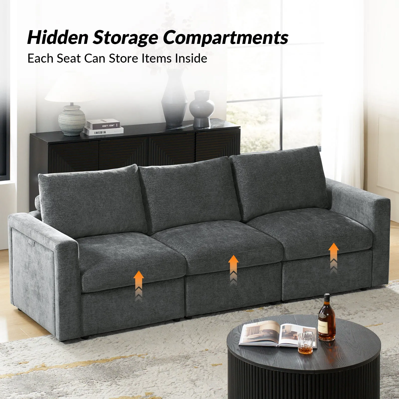 Martin Versatile Modular Comfortable Sectional Sofa with Hidden Storage