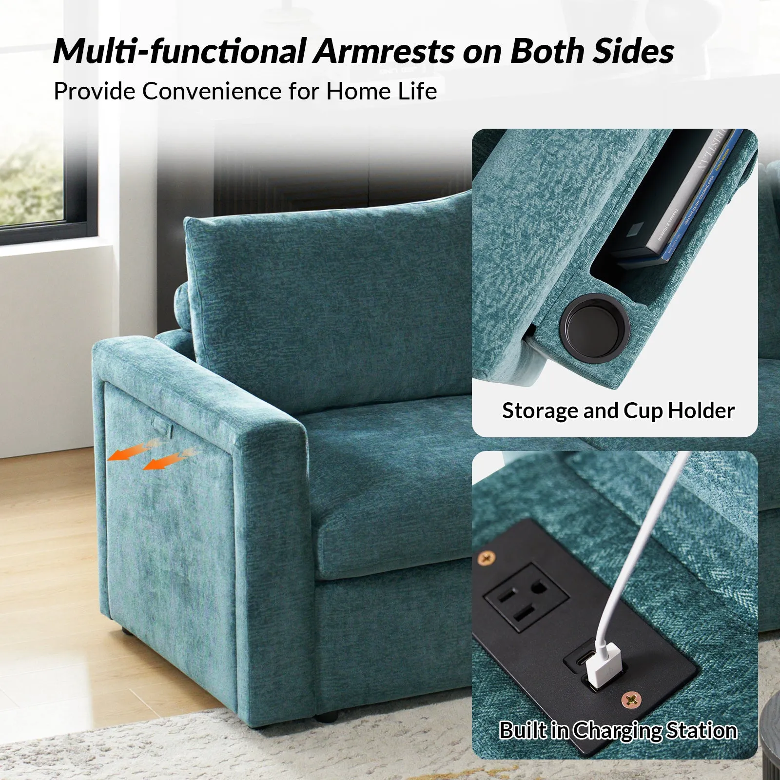 Martin Versatile Modular Comfortable Sectional Sofa with Hidden Storage