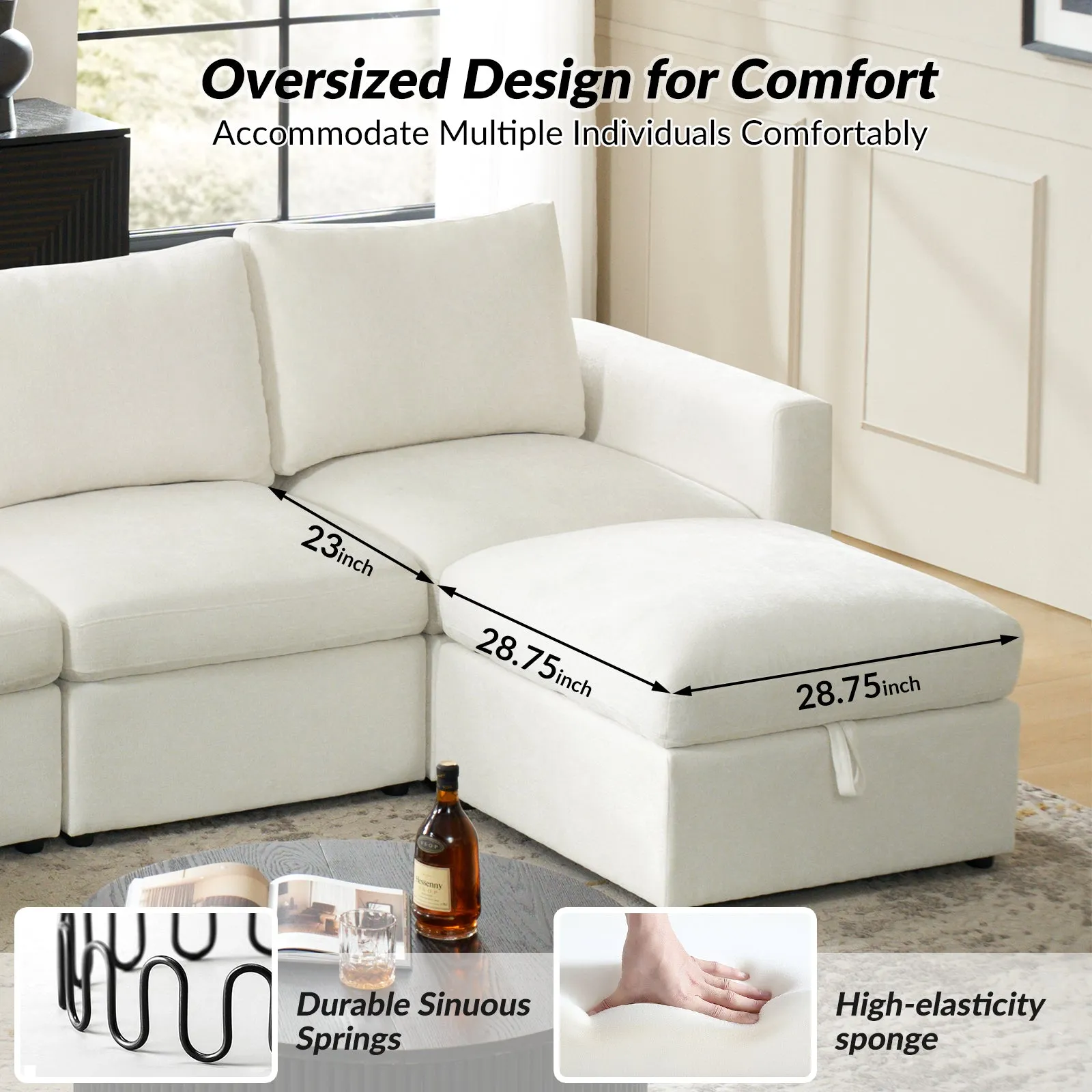 Martin Versatile Modular Comfortable Sectional Sofa with Hidden Storage