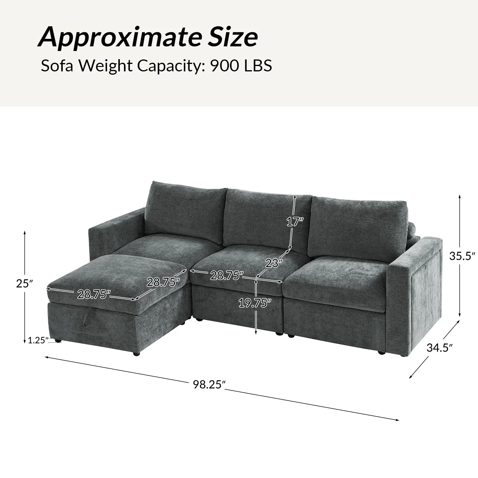 Martin Versatile Modular Comfortable Sectional Sofa with Hidden Storage