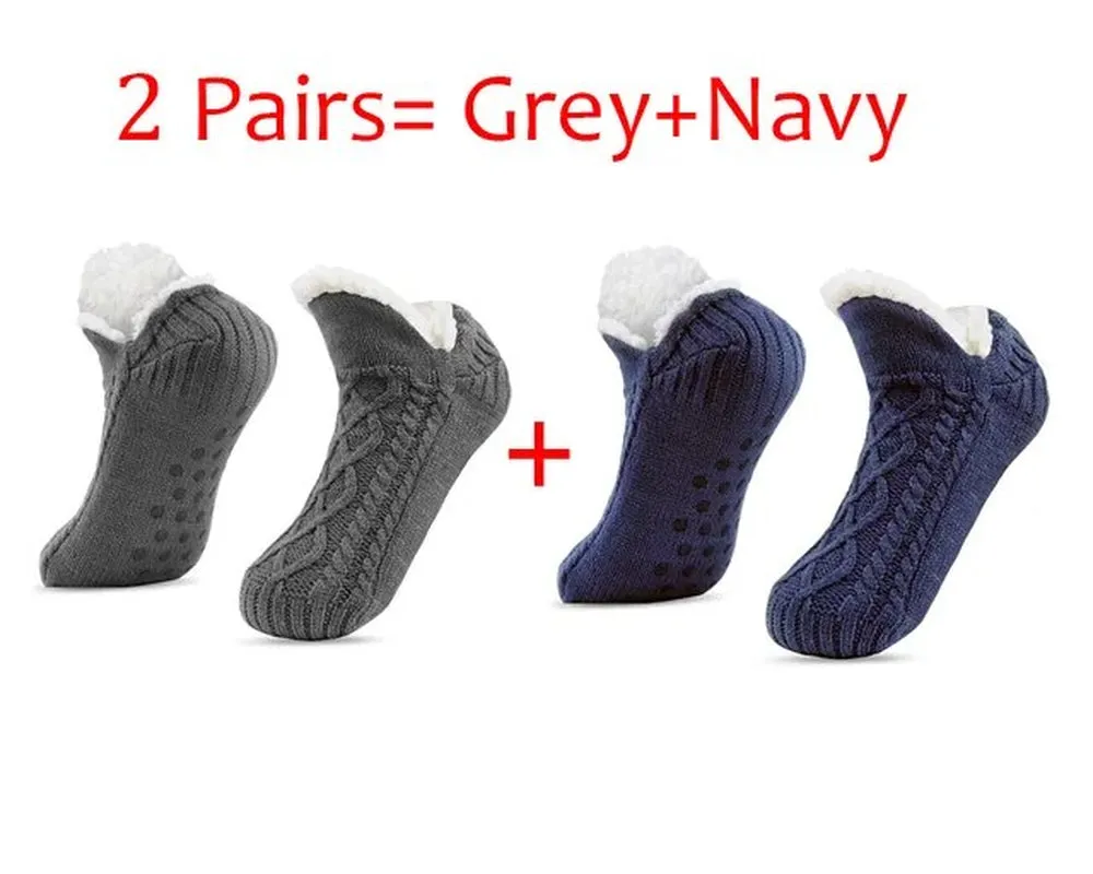 Men's Thermal Slipper Socks: Winter Warm, Short Cotton, Thickened, Non-Slip Grip, Soft and Cozy, Fuzzy Floor Socks