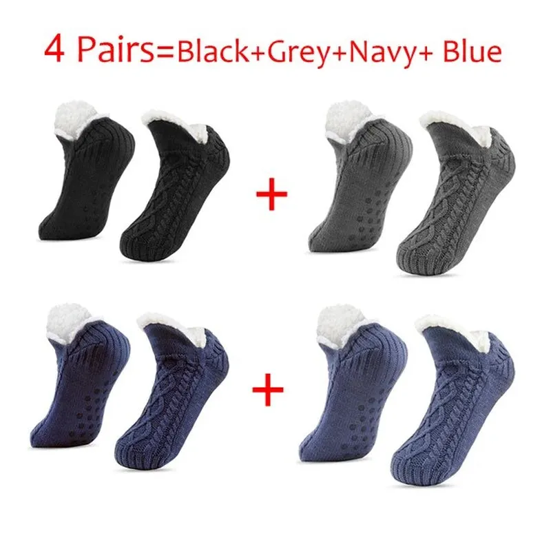 Men's Thermal Slipper Socks: Winter Warm, Short Cotton, Thickened, Non-Slip Grip, Soft and Cozy, Fuzzy Floor Socks