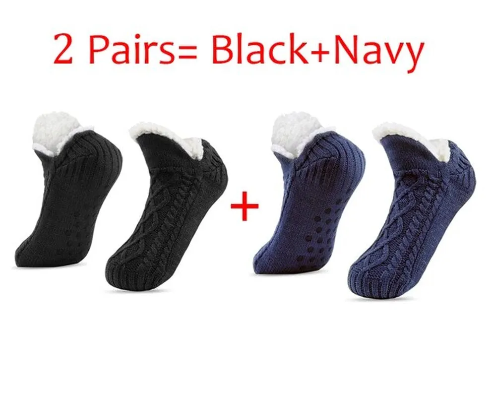 Men's Thermal Slipper Socks: Winter Warm, Short Cotton, Thickened, Non-Slip Grip, Soft and Cozy, Fuzzy Floor Socks