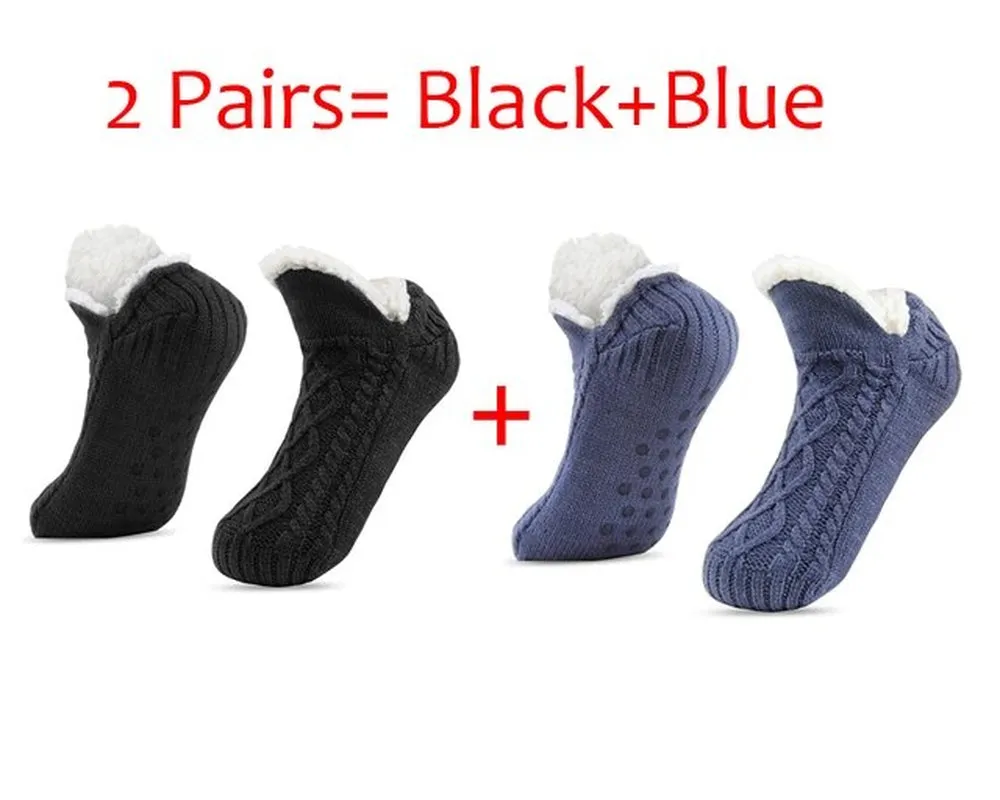 Men's Thermal Slipper Socks: Winter Warm, Short Cotton, Thickened, Non-Slip Grip, Soft and Cozy, Fuzzy Floor Socks