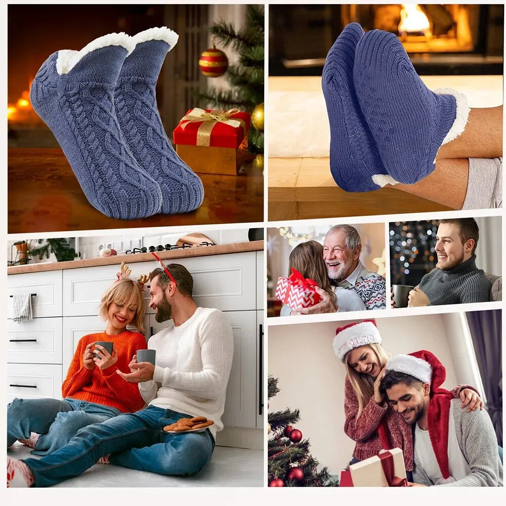 Men's Thermal Slipper Socks: Winter Warm, Short Cotton, Thickened, Non-Slip Grip, Soft and Cozy, Fuzzy Floor Socks