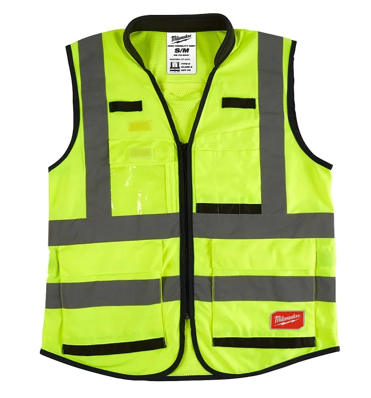 Milwaukee 48-73-5041 High-Visibility Safety Vest, S, M, Unisex, Fits to Chest Size: 38 to 42 in, Polyester, Yellow :EA: QUANTITY: 1