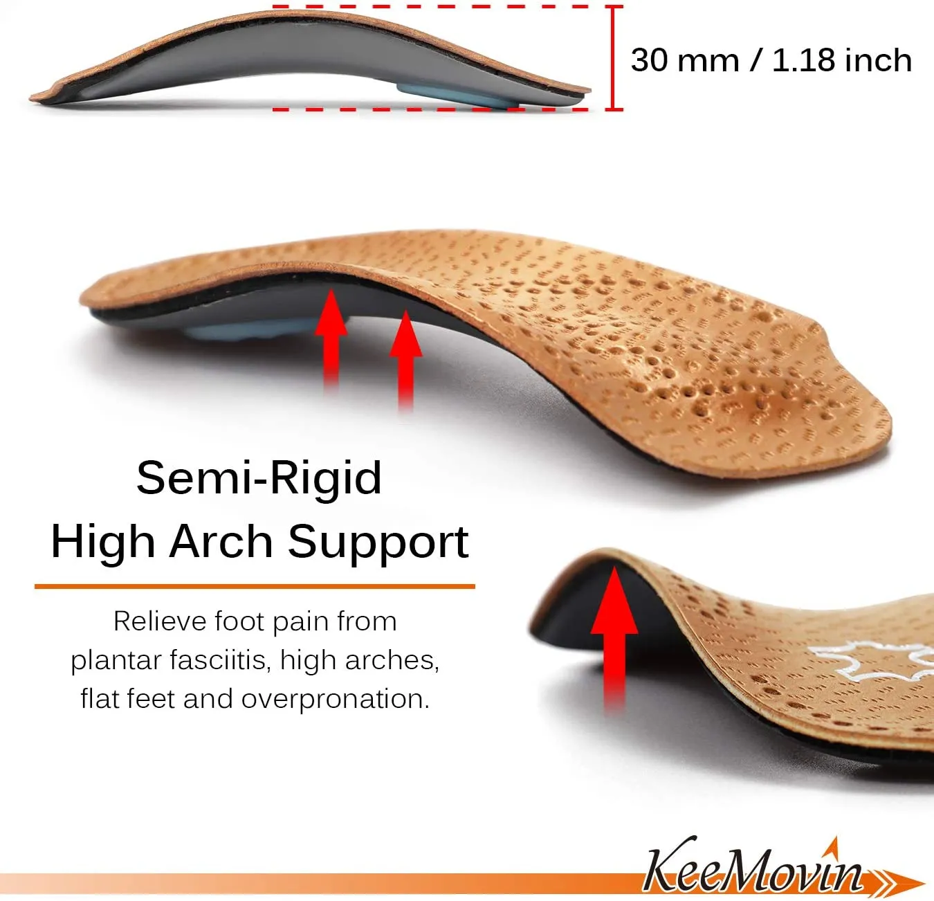 Orthotic Inserts 3/4 Length, Half Plantar Fasciitis Support with Metatarsal Pad Heel Cushion, Light Leather Foot Shoe Insoles for Women and Men, High Arch Support for Flat Feet Walking Exercising, XXL