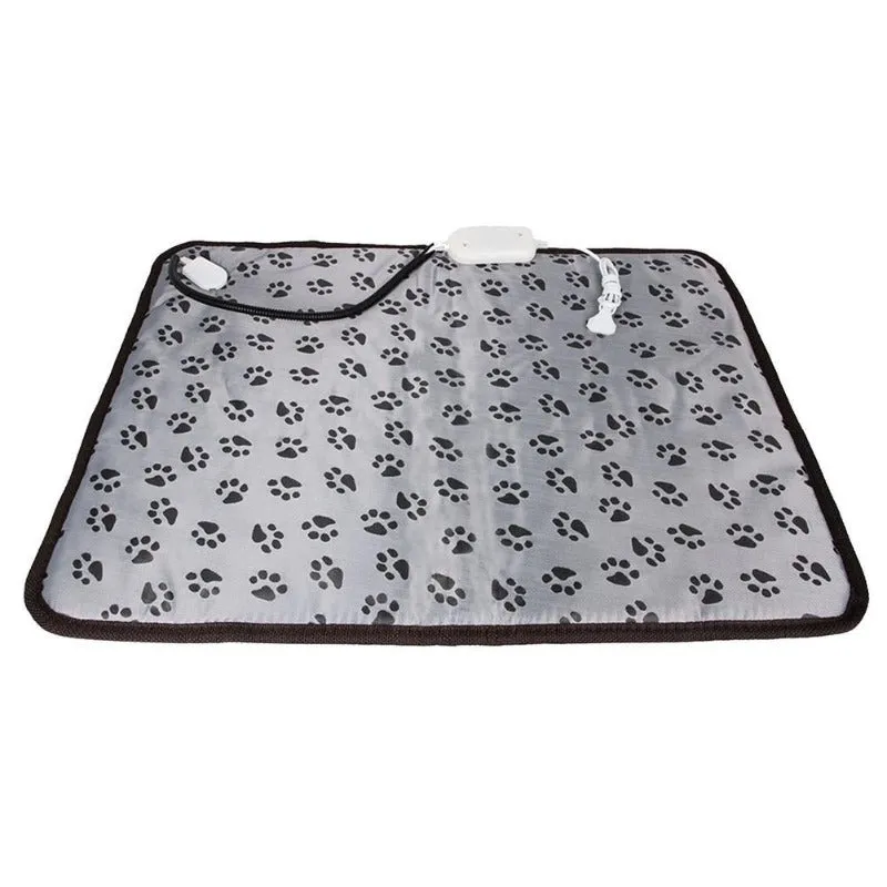 Pet Electric Heating Pad Cat Mat Adjustable Temperature Footprints Pattern