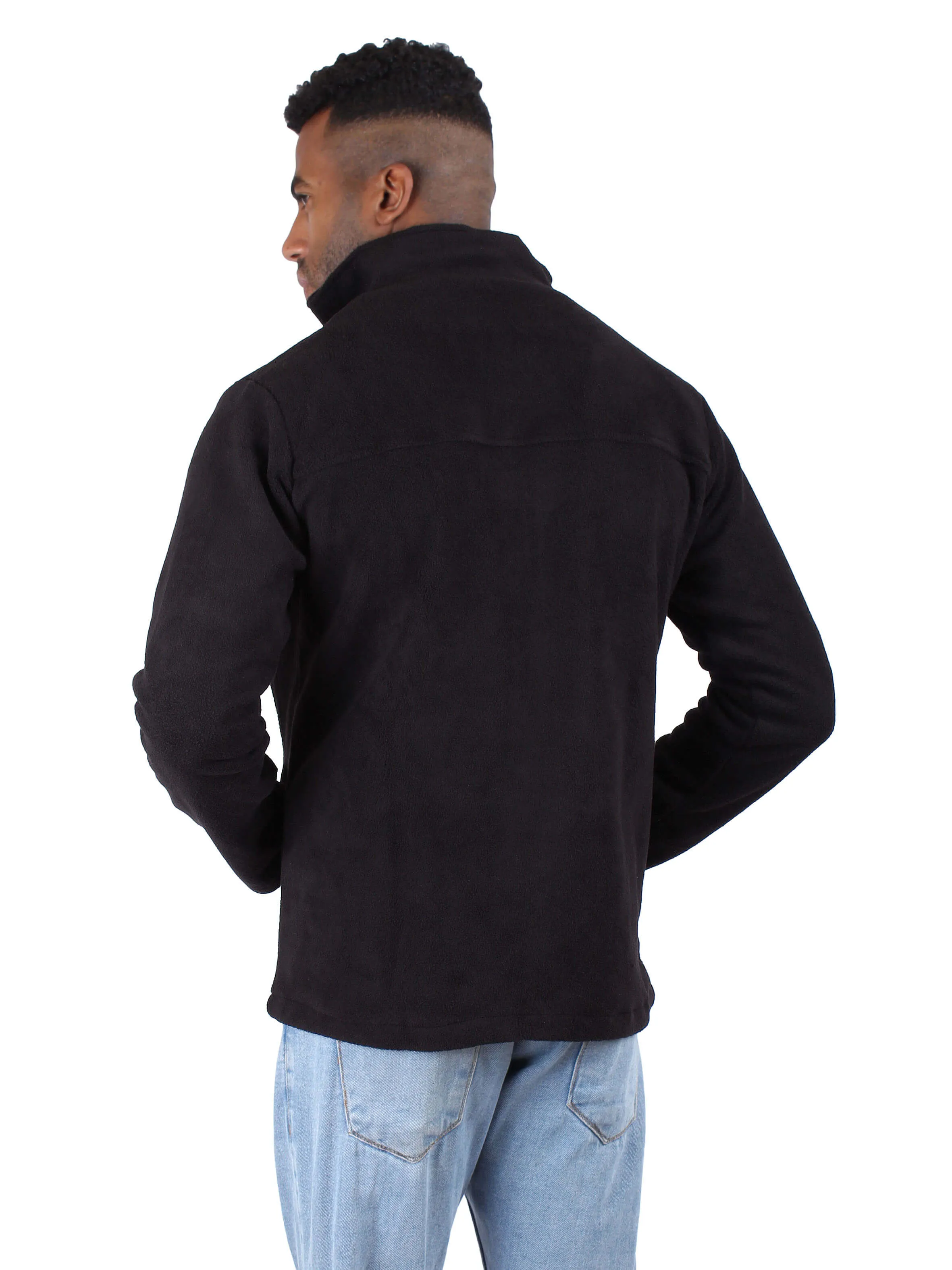 Polar Fleece Jacket Full Zip - Men - Black x Beige