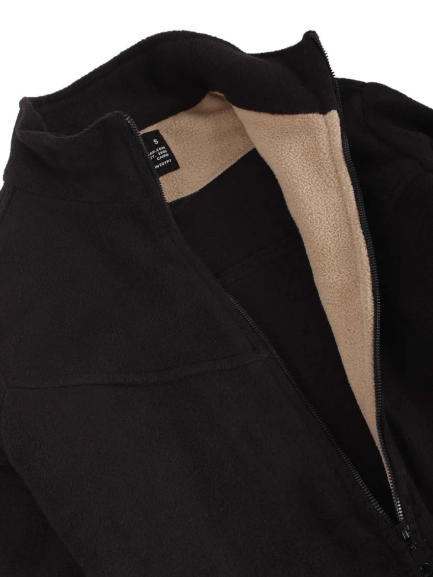 Polar Fleece Jacket Full Zip - Men - Black x Beige