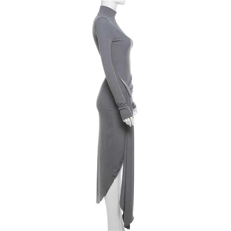 Pre Order:  Grey Turtleneck Slim Fit Dress