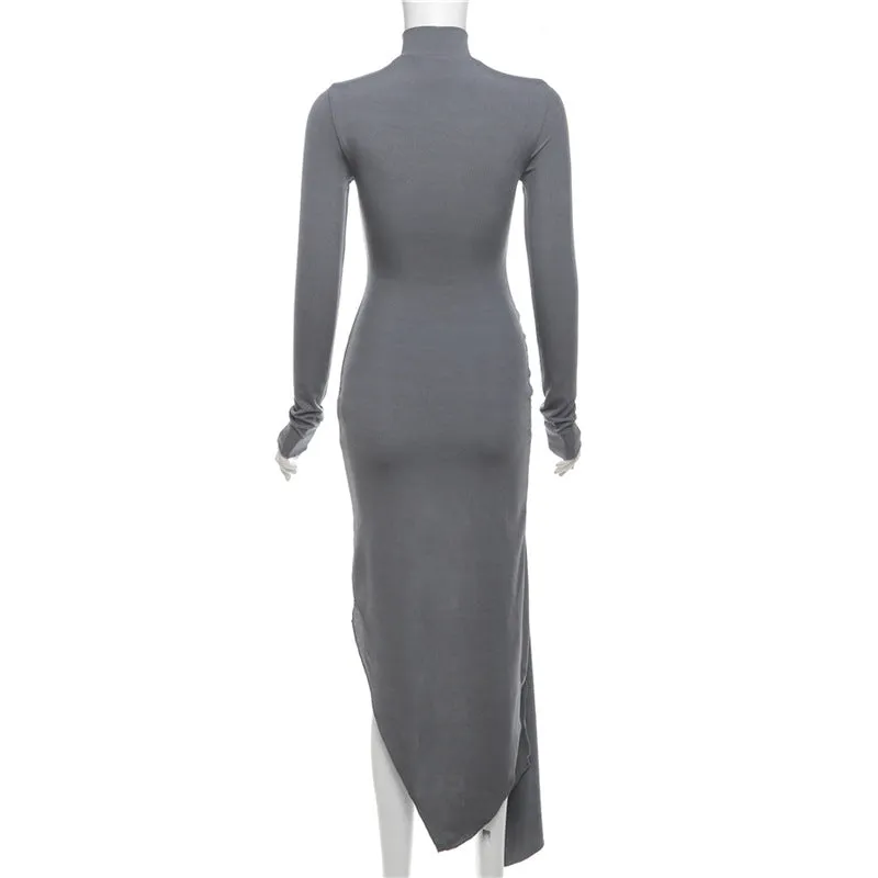 Pre Order:  Grey Turtleneck Slim Fit Dress