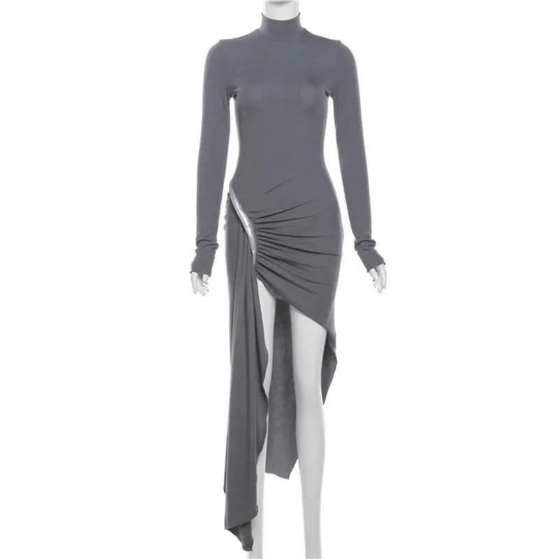 Pre Order:  Grey Turtleneck Slim Fit Dress