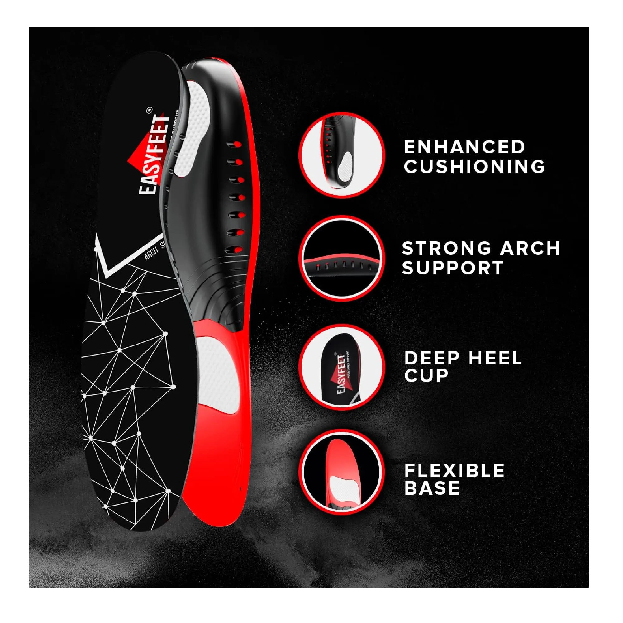 Premium Anti-Fatigue Shoe Insoles - Plantar Fasciitis Arch Support Insoles for Men and Women Shoe Inserts - Orthotic Inserts - Flat Feet - Insoles for Arch Pain High Arch - Boot Insoles