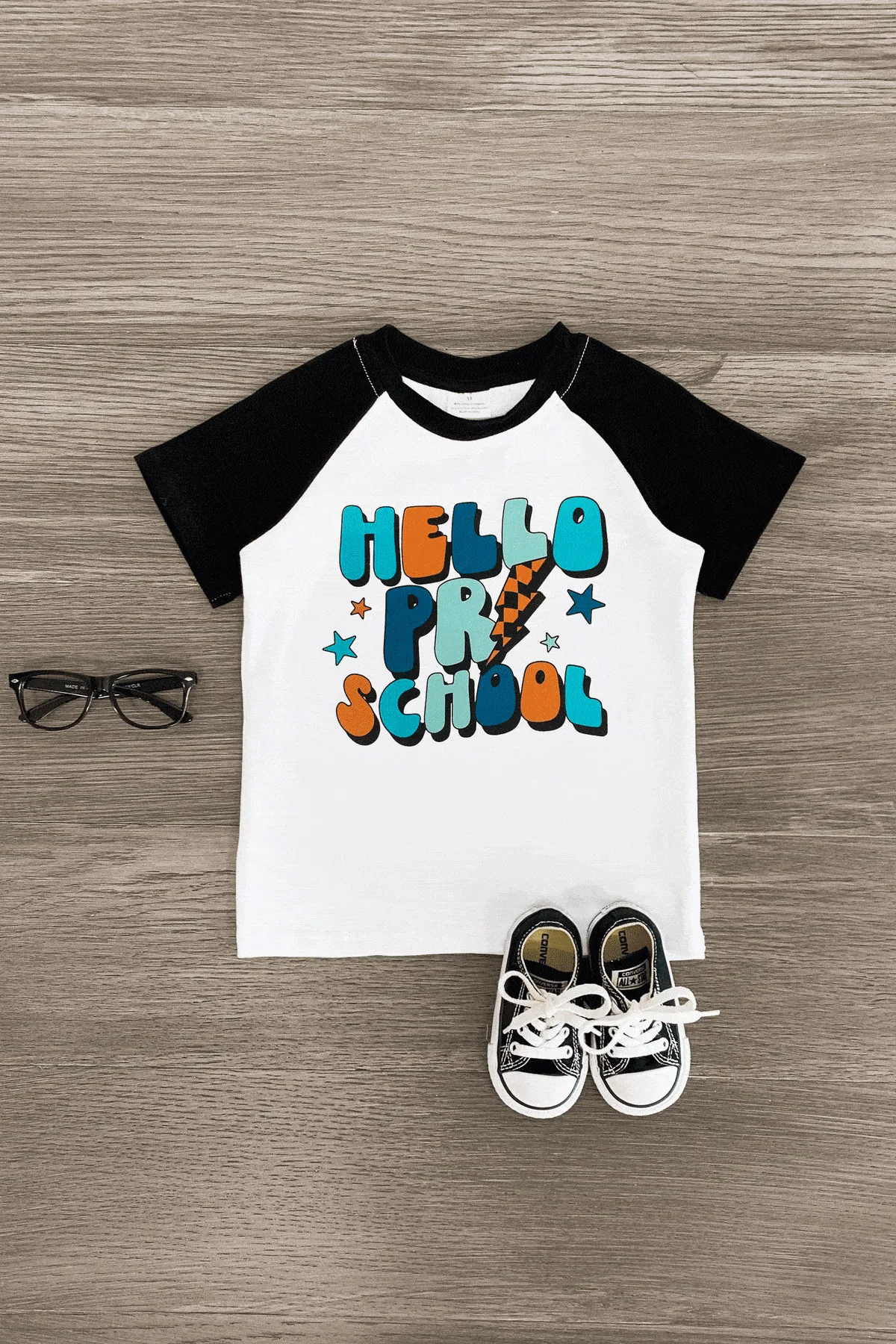 "Hello Preschool - Fifth Grade" Black & White Top