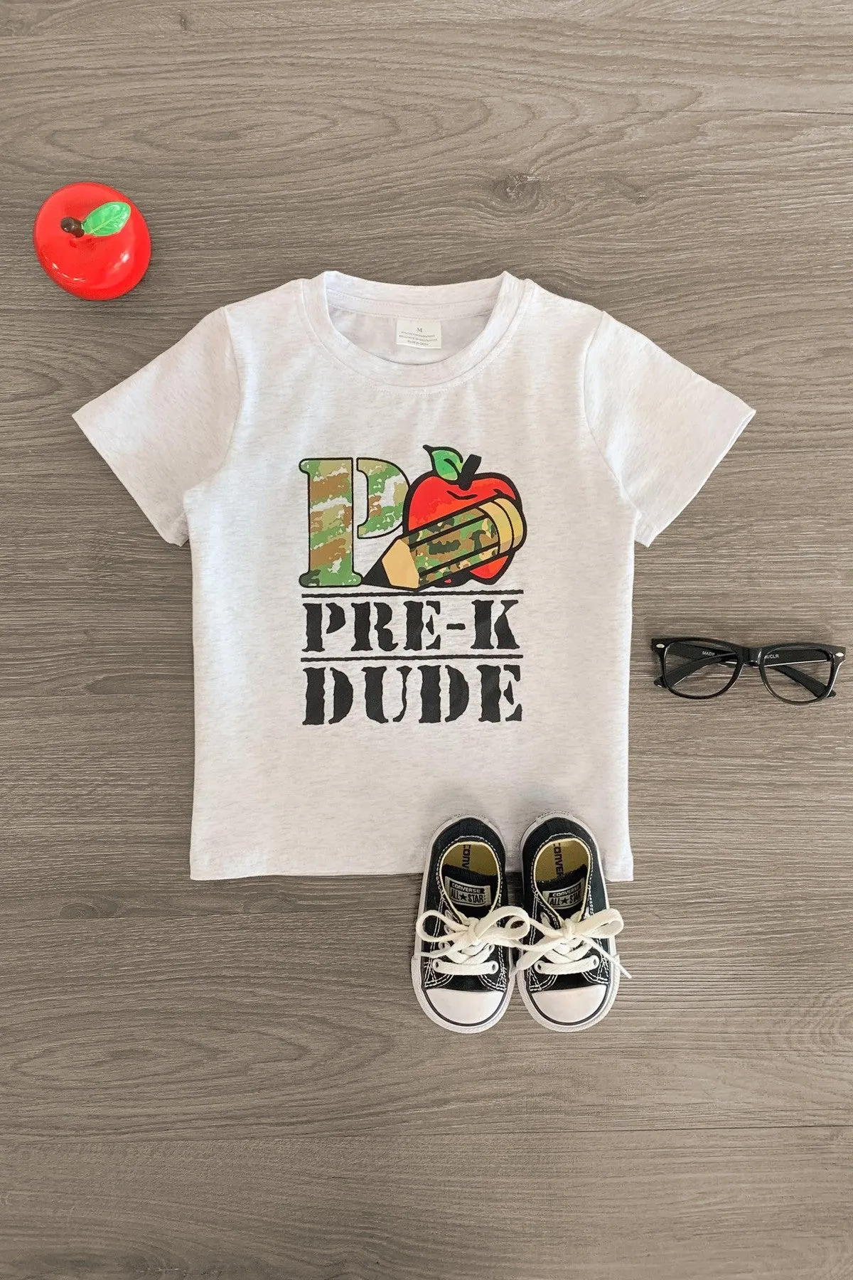 "Pre-K - 3rd Grade Dude" Gray Camo Top