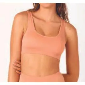 Recycled Nylon Reversible Padded Crop Bra - Spiced Peach