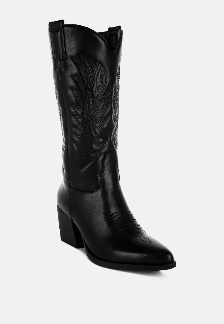 Saguaro Faux Leather Long Cowboy Boots