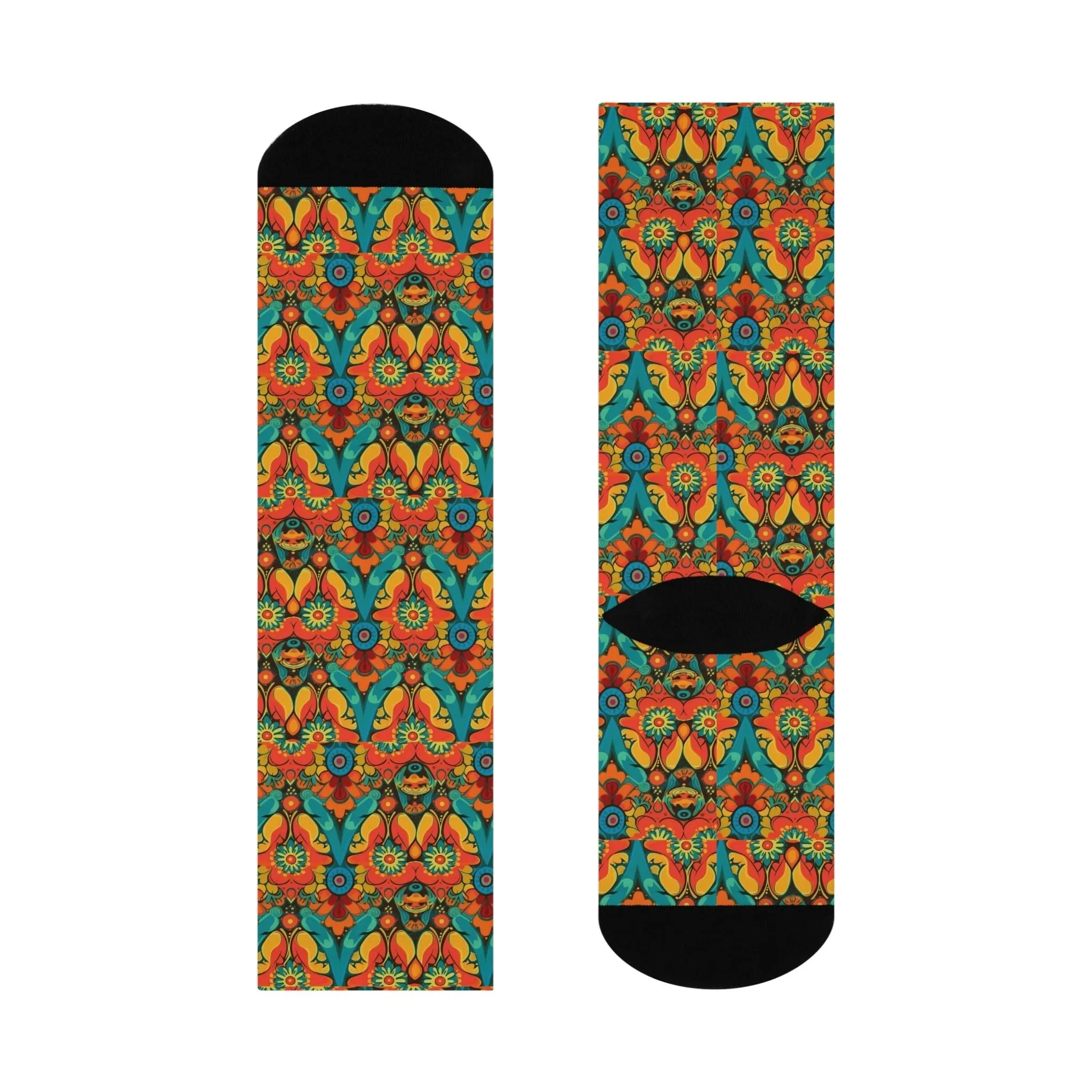 Sanganeri Print Designed Cushioned Crew Socks