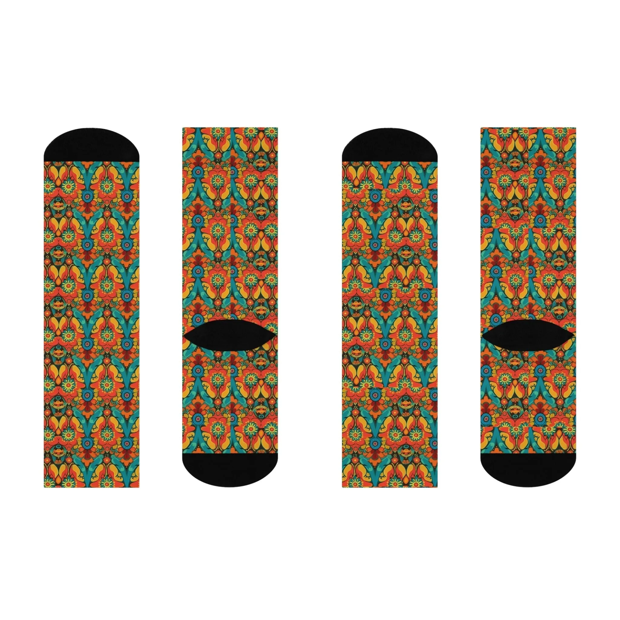 Sanganeri Print Designed Cushioned Crew Socks