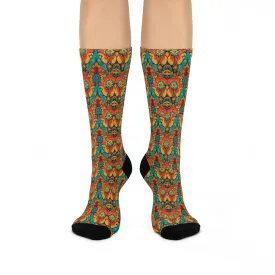 Sanganeri Print Designed Cushioned Crew Socks