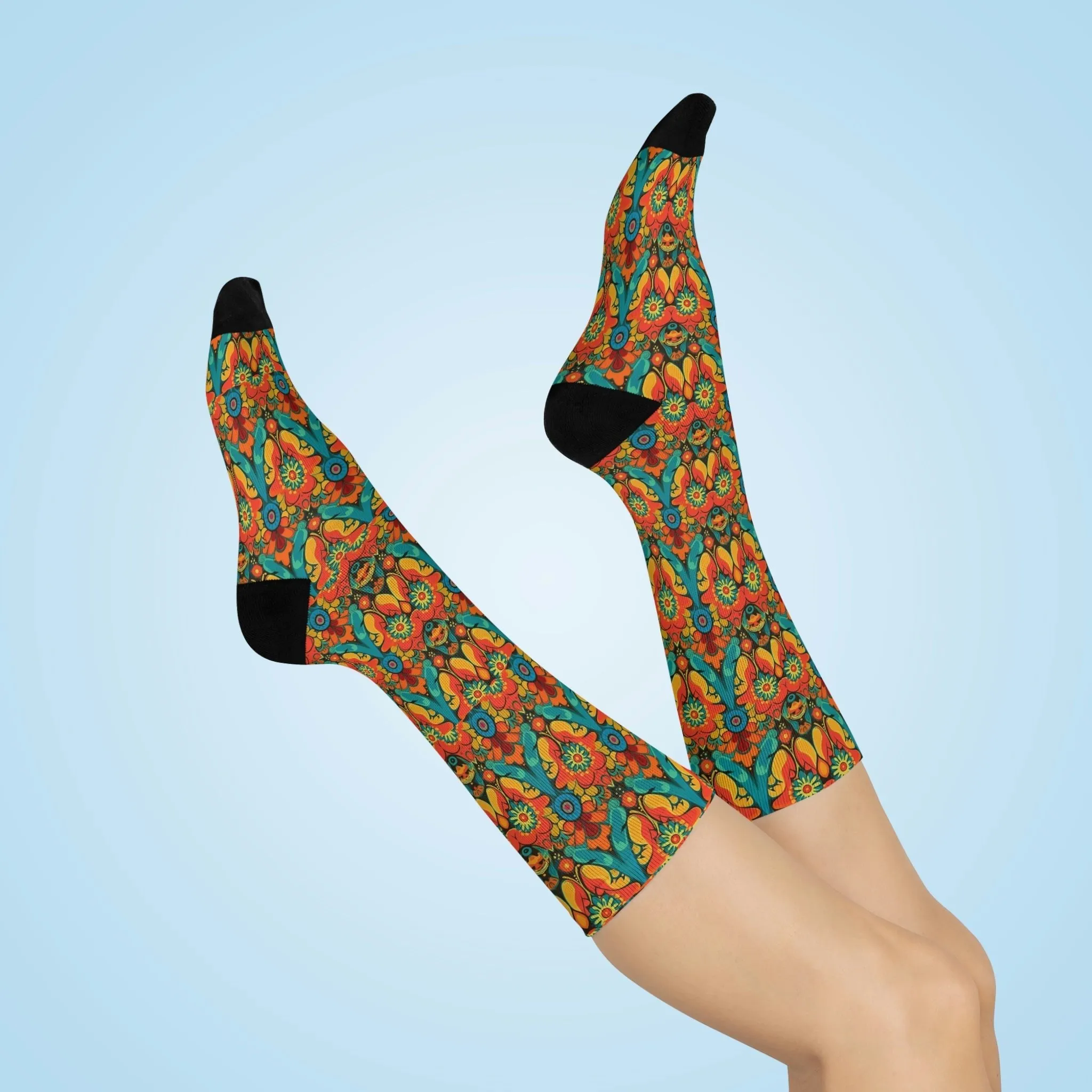 Sanganeri Print Designed Cushioned Crew Socks