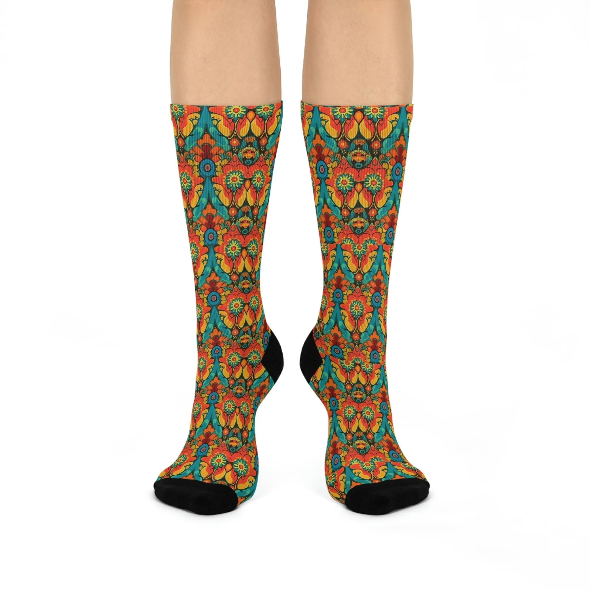 Sanganeri Print Designed Cushioned Crew Socks