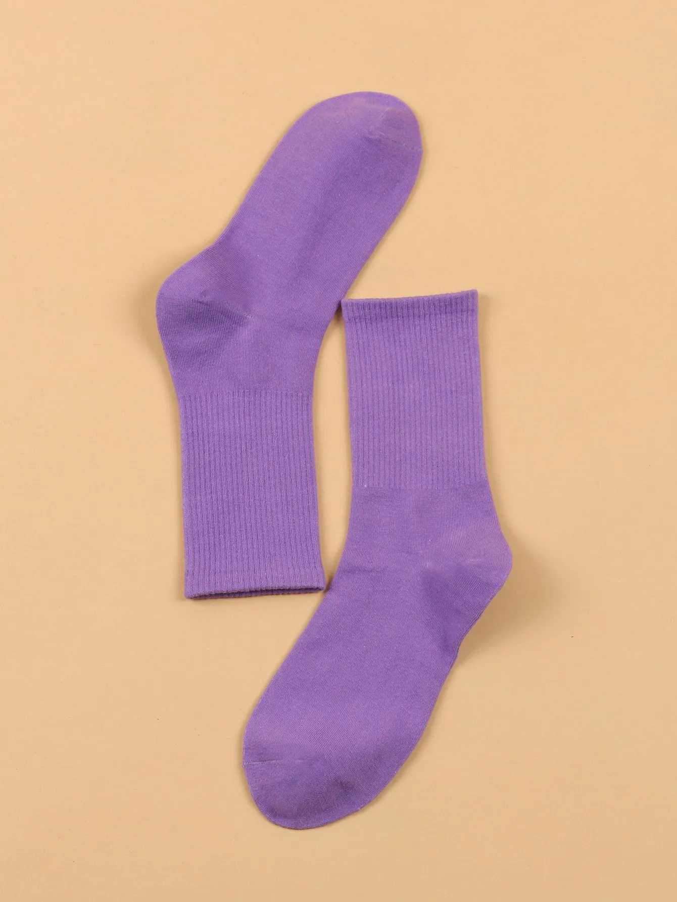 Solid Purple Crew Socks for Women Plain Socks Cozy Socks Fashion Socks