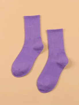 Solid Purple Crew Socks for Women Plain Socks Cozy Socks Fashion Socks