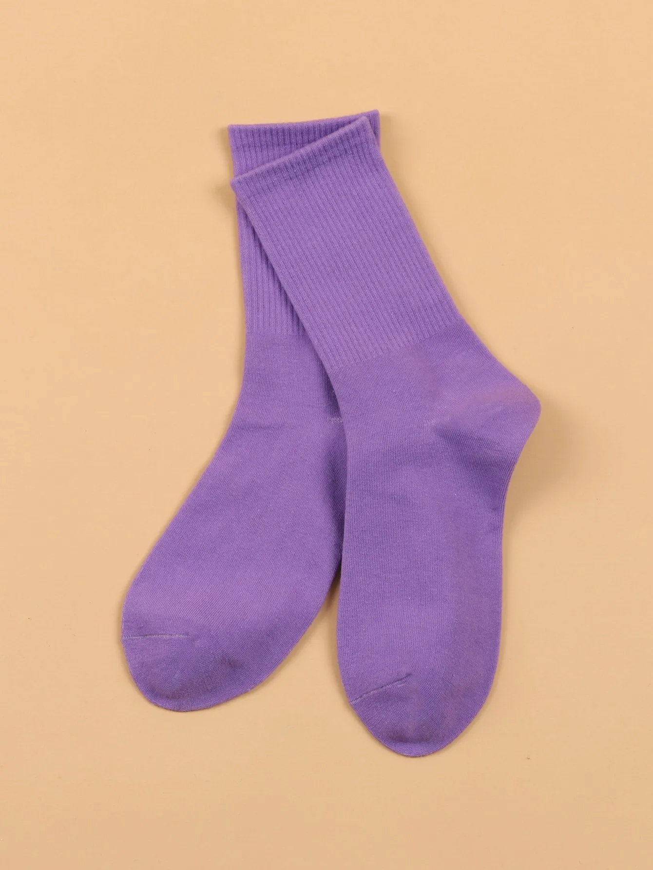 Solid Purple Crew Socks for Women Plain Socks Cozy Socks Fashion Socks