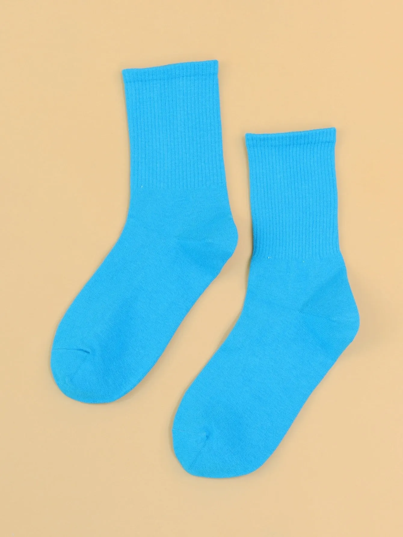 Solid Sky Blue Crew Socks for Women Plain Socks Cozy Socks Fashion Socks