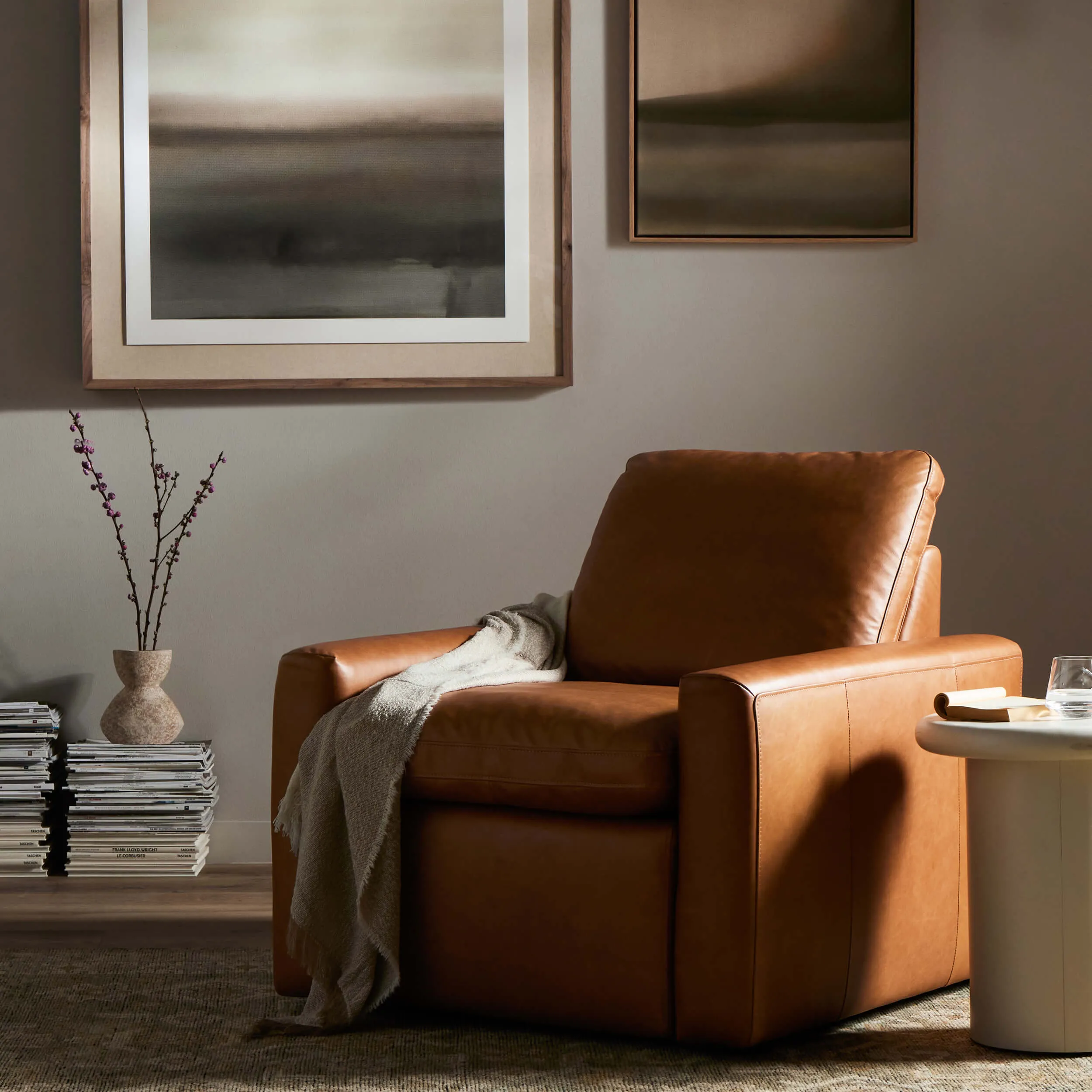 Tillery Leather Power Recliner Chair, Sonoma Butterscotch