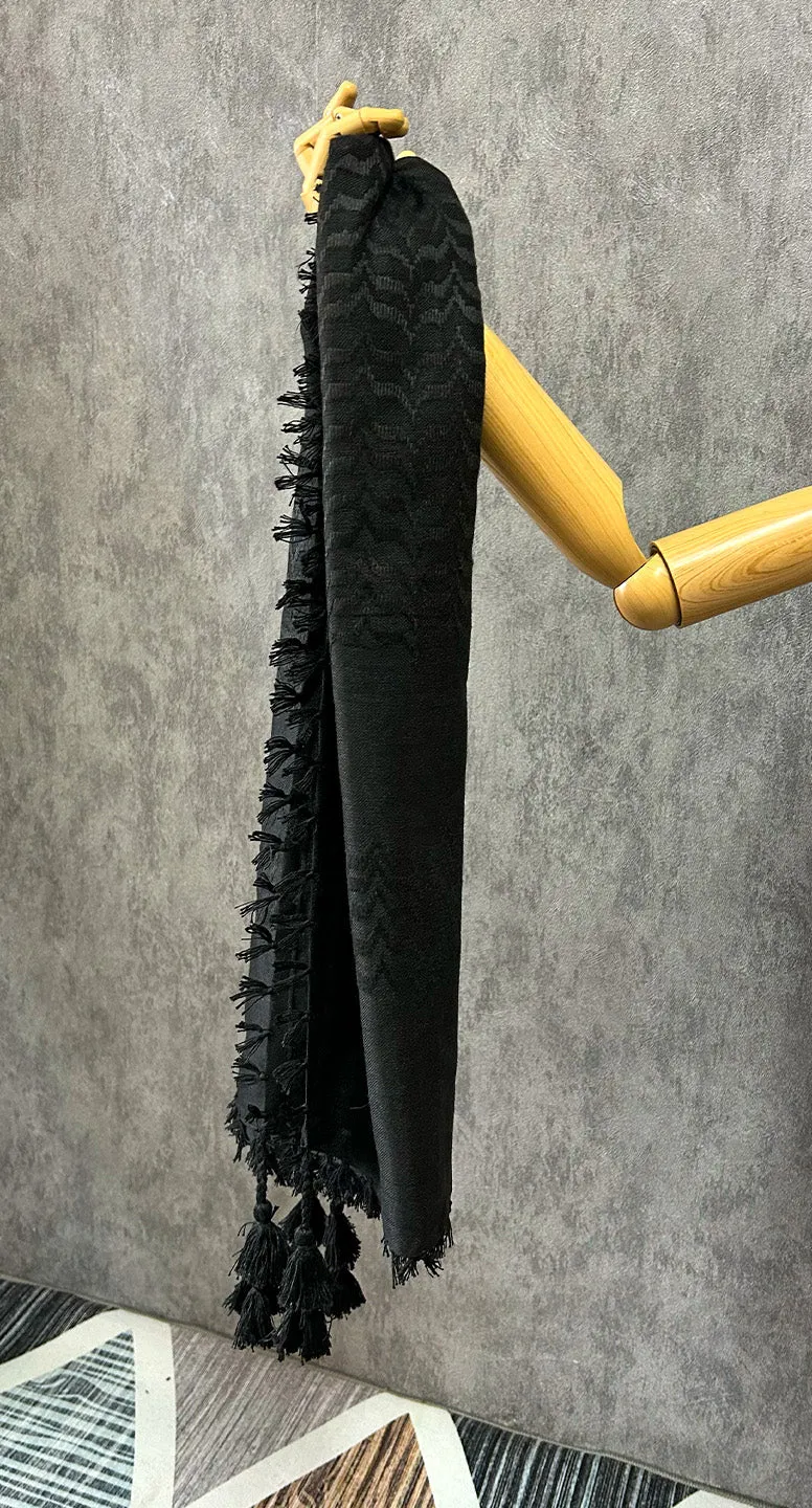 Traditional Palestine Keffiyah Scarves - Black