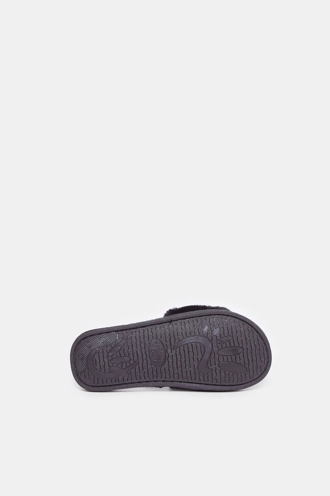 Women Black Solid Textured Slipper