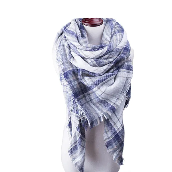 Womens Cold Weather Large Triangle Plaid Scarf