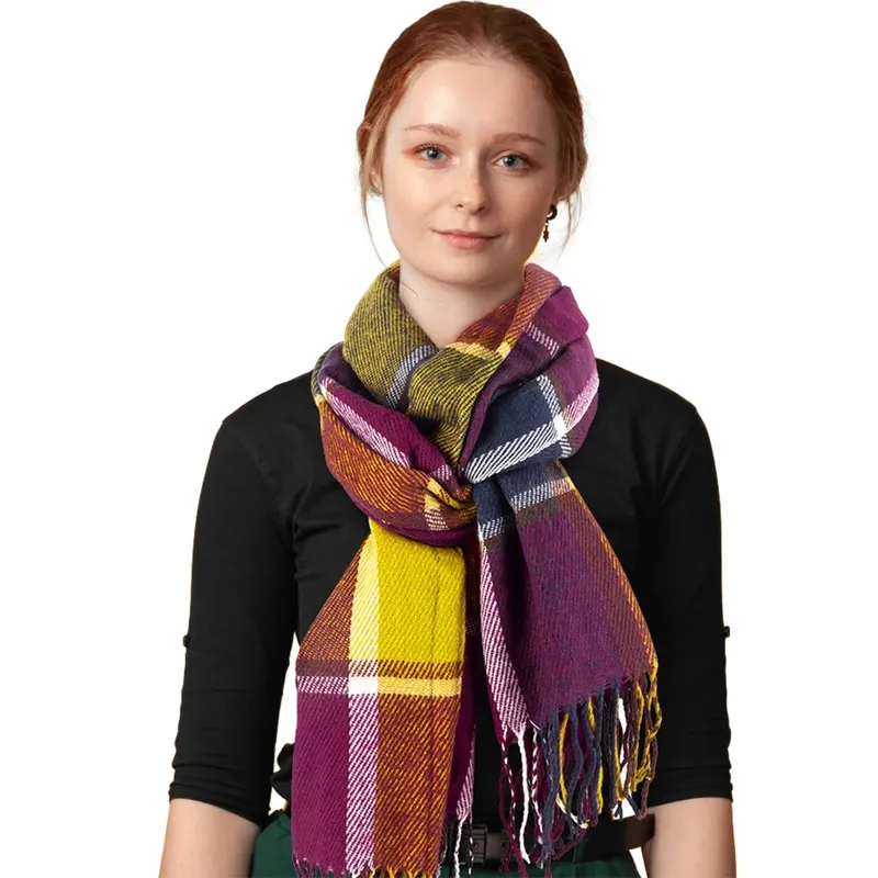 Women's Winter Scarves - Plaid Warm Cozy Shawls and Wraps